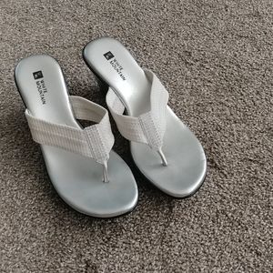 white sparkly wedges